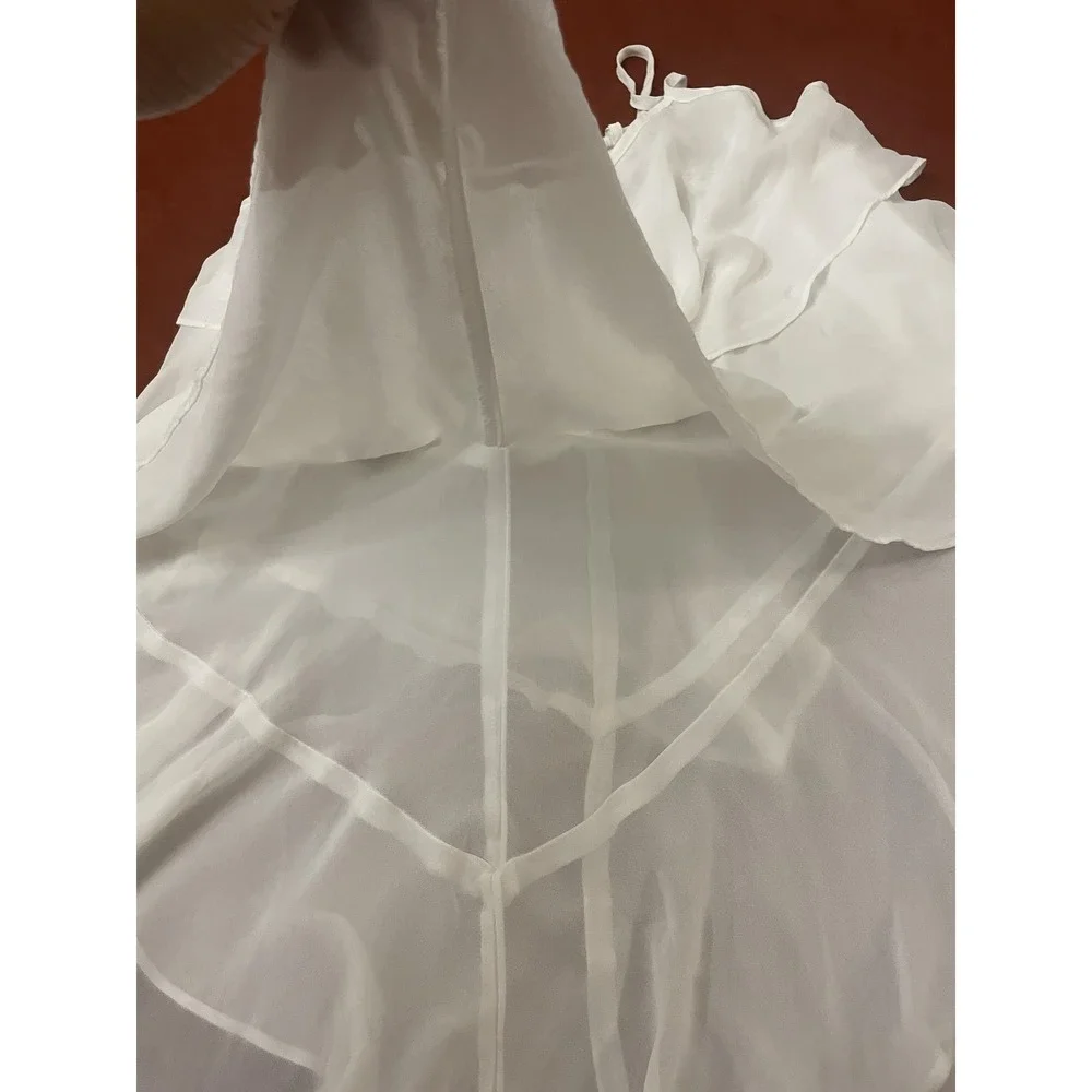 In Bloom By Jonquil Gown Womens Large White Chiffon Ruffle Babydoll Sleeveless